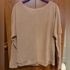 Ribbed Tan Long Sleeve Top